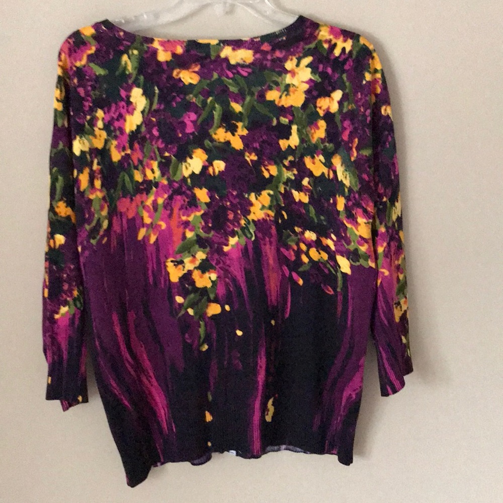 Grace Elements silk floral cardigan Sz L - Picture 7 of 8